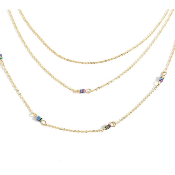 Layered gold plated necklace - Picture 3 of 7